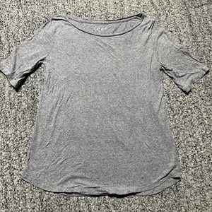 Camisa cómoda de manga corta gris de algodón Loft para mujer talla mediana damas niñas - Imagen 1 de 6
