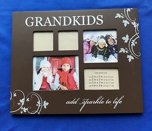 Grandkids brown wooden picture frames 2" x 2" , 2" x 3", 4" x 3" - Picture 1 of 2