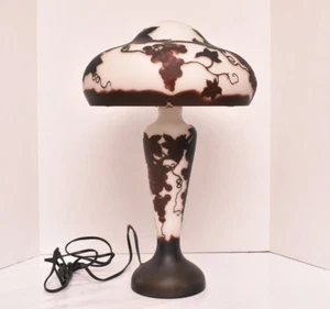 LARGE Emile Galle lamp Cameo Glass White Black Art Nouveau Style - Picture 1 of 15