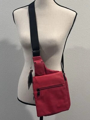 Nuevo bolso bandolera de cuero rojo/negro WINN 9”x7” 6405 Foto 1 de 2