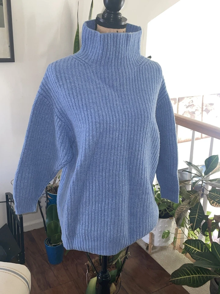 POESÍA Lana Merino Algodón Grueso Tejido Suéter Manga 3/4, US6 UK 10 Talla.  Foto 1 de 4