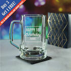 Personalised Engraved Tankard Beer Mug Stein Happy 18th Birthday Square Design
