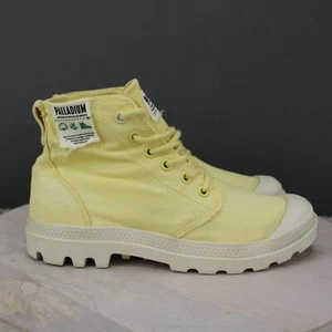 Botas de combate de lona de paladio para hombre 7 amarillas altas con cordones resistentes veganas - Imagen 1 de 9