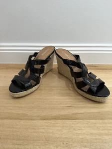 Corelli Espadrille Wedge Heel Sandals Black faux Snake Skin Size 9 - Picture 1 of 6