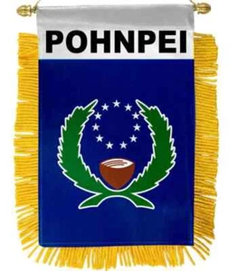 1 doz Pohnpei Mini Banner Bandiera Auto Casa Finestrino Specchio Retrovisore Country Mini - Foto 1 di 3