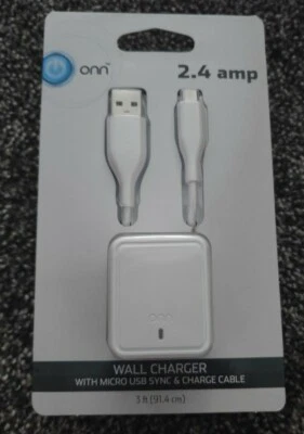 Wall Charger W/ Micro USB Sync & Charge Cable 2.4 Amp. 3ft Android - Image 1 of 3