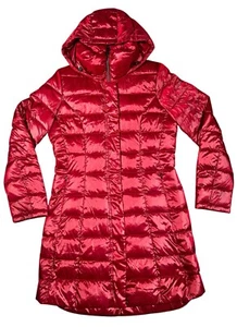 Calvin Klein Women’s Down Puffer Jacket New Sz S Hooded Red Packable 0°F Warmth - Picture 1 of 16