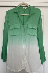 Camisa Cloth & Stone Anthropologie Jade Verde Ombre Abotonada Manga Larga Talla Pequeña - Imagen 1 de 9
