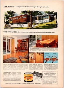 1956 Johnson's Paste Wax Vintage Print Ad House Architect Giogio Cavalieri MCM - Picture 1 of 1