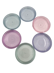 Juego de 6 posavasos redondos vintage Tupperware #1671 acrílico transparente acuarela pastel - Imagen 1 de 7