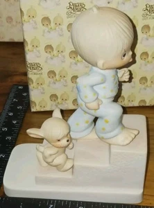 Vintage Precious Moments,figurine,let Not Sun Go Down,boy Steps, Big, Bx,(tote4) - Picture 1 of 8