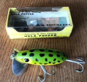 Vtg Fred Arbogast Hula Popper Box And Frog Colored Jitterbug Lure - Picture 1 of 11