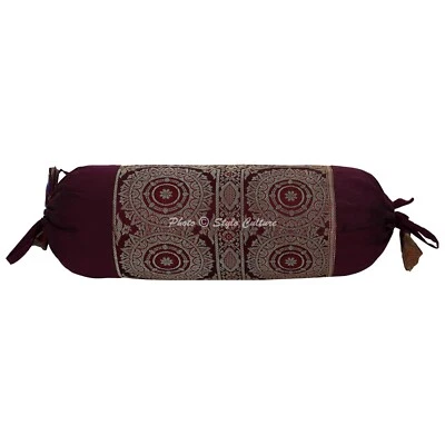 Red Bolster Cover Bolster Cover Brocade Jacquard Gypsy Tribal Hippie Pillow - Image 1 of 4