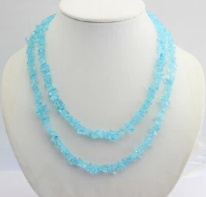 Blau topas (gefärbt) Kette Edelstein Splitterkette Getrommelt Blautopas 90 cm - Bild 1 von 2
