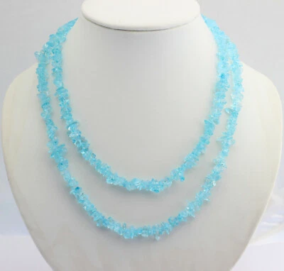 Topacio Azul (Teñido) Cadena de Piedras Preciosas Picado 90 CM - Imagen 1 de 2