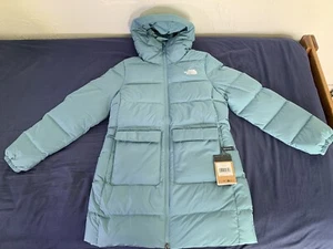 Womens The North Face Gotham Mid Parka 600-Down Winter Jacket Hooded - Algae - Picture 1 of 2