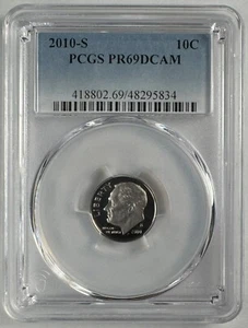 2010 S 10C Clad Roosevelt Dime Graded PCGS PR69 DCAM - Picture 1 of 2