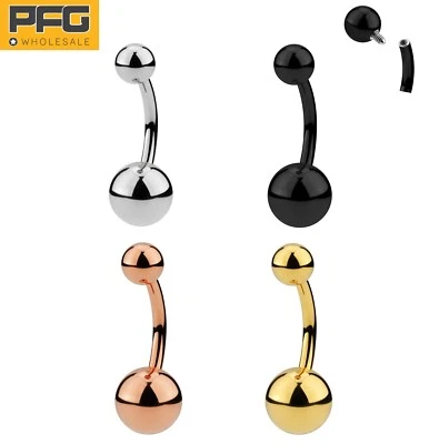 1pc Titanium Internally Threaded Belly Button Navel Barbell Ring 8mm-14mm Bar - Imagem 1 de 4