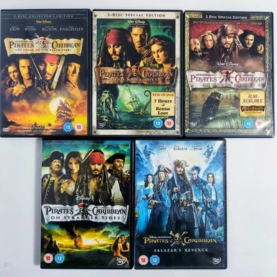 DVD Action Pirates Of The Caribbean 5 Film Collection Jack Sparrow Disney Set - Image 1 of 4