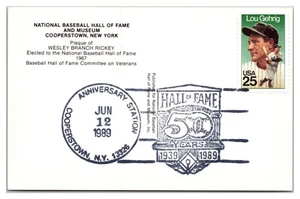 Lou Gehrig #2417 12 de junio de 1989 Salón de la Fama Tarjeta Rama Rickey Placa Salón 14 - Imagen 1 de 2