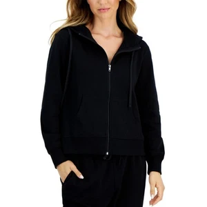 IDEOLOGY Women Full-Zip Hoodie XS Deep Black Sweatshirt Pockets NWT - Picture 1 of 11