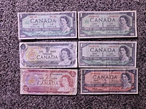 canadian paper currency lot - 8$ face value - VG-F - Picture 1 of 6
