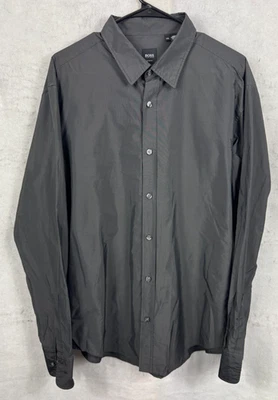 HUGO BOSS Ronny Dress Shirt Men 2XL Black Slim Fit Long Sleeve Button Designer - Image 1 of 4
