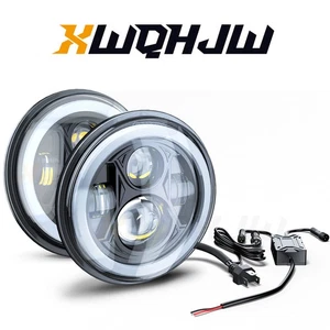 Pair 7" Inch Round RGB Halo LED Headlights For Chevy Chevelle SS 1971-1973 - Picture 1 of 14