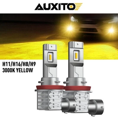 Auxito Yellow Golden LED Front Fog Driving Light H11 H16 H8 Bulb 3000K 100W AP2 - Image 1 of 4