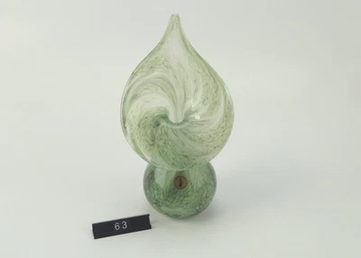 Mundgeblasen Glas Skulptur Flamme Tropfen Grün Weiß Glasbläserei Binz Rügen Vase - Bild 1 von 4