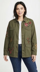 Ladies Casual Shirt / Jacket Shacket, Chore Khaki Embroidered Size 16 - Picture 1 of 2