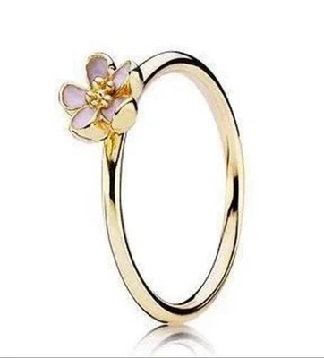 Pandora 14k Gold Pink Enamel Cherry Blossom Ring 150174EN40 Size 56/7 - Image 1 of 3