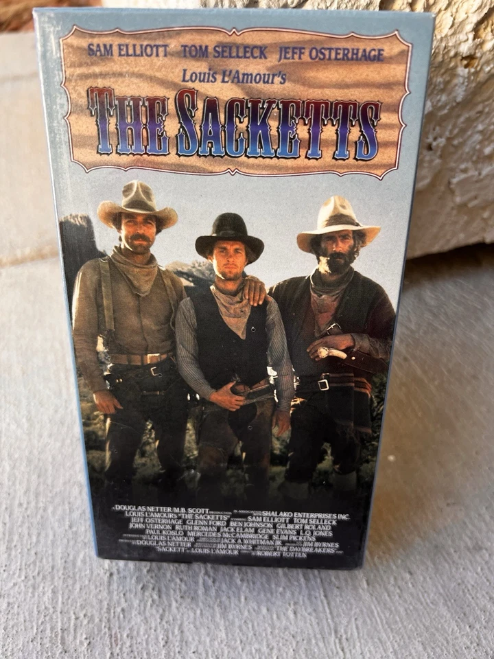 The Sacketts (VHS, 1991, 2-Tape Set) New Sealed - Tom Selleck - Western Foto 1 de 4