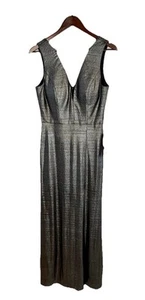 NWT Women’s Macy’s Nightway Formal Gown Gunmetal With Front Slit Size 8 Rear Zip - Bild 1 von 20