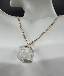 Diamond Encased In Acrylic Pendant, 14KGE Chain, 20” - Picture 1 of 12