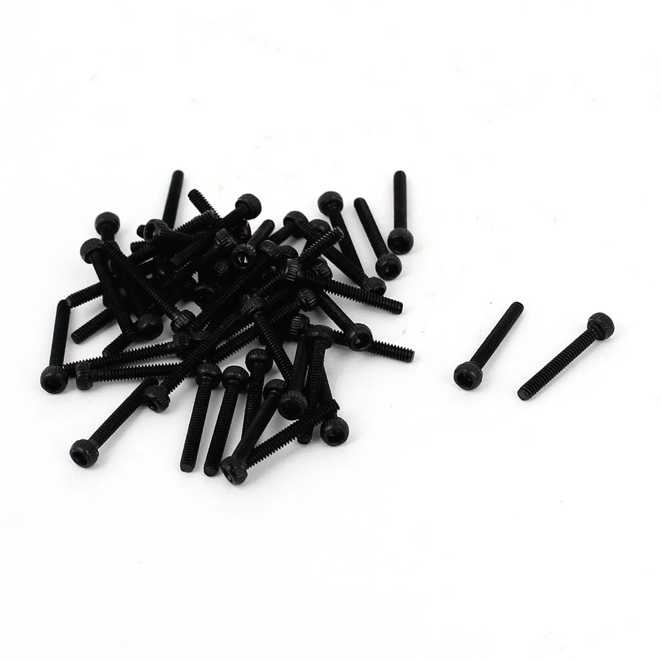 50pcs M1.6x12mm Machine-Noir creuse cylindrique hex tête Métrique Boulons Vis - Photo 1/1
