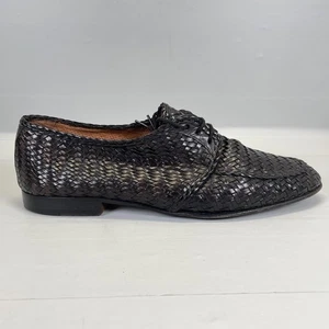 Bally elegante Schuhe Herren Größe 11M schwarz geflochtenes Leder Schnürschuhe Oxford hergestellt in Italien - Bild 1 von 10