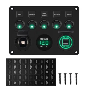 5 Gang Wippschalter Panel für Boot, 12V Schalttafel Wasserdicht, Aluminium To... - Bild 1 von 8