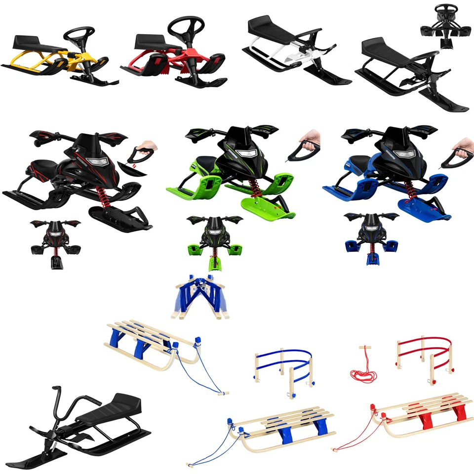 Lenkschlitten Kinderschlitten Rodel Zugseil Verschiedene Typen - Bild 1 von 4