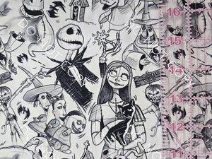 Custom Cotton Woven Nightmare Before Christmas NBC Sketch By The 1/4 Yard 9x56 - Picture 1 of 2