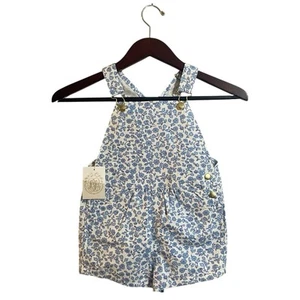 New! The Beaufort Bonnet Company Channing Choo Choo Overalls Blue Floral Girls 5 - Picture 1 of 9