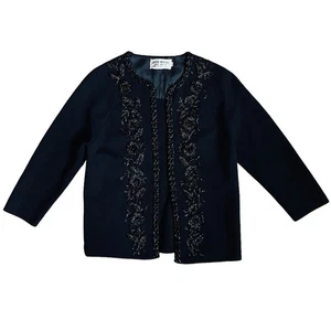Cárdigan Suéter Rockabilly Retro De Colección Para Mujer Talla XS Negro Con Cuentas Años 50 Tejido Lana - Imagen 1 de 13