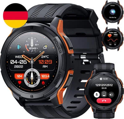OUKITEL Smartwatch Herren BT10, 5ATM Wasserdicht Fitness Watch 123 Sportmodi Tra