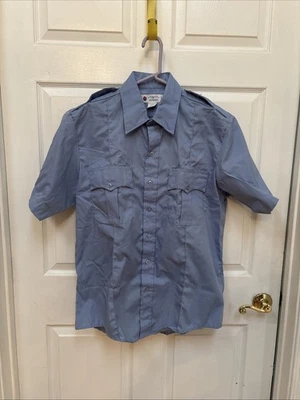 Liberty Blue Security Guard Police Uniform Shirt - Large 16-16 1/2 Short Sleeve - Image 1 of 4