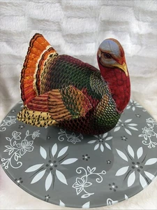 Vintage Handarbeit Stofftier Türkei Thanksgiving Dekor Herzstück Plüsch 8 Zoll - Bild 1 von 5