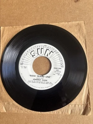 Johnny Cash-“Rock Island Line” Vinyl 45 VG Promo. Sun Records 1957 OG - Image 1 of 2