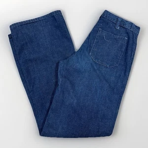 Vintage Blue Denim Sailor Pants Patch Pocket Anchor Button Fly 28x30 AS IS - Picture 1 of 20