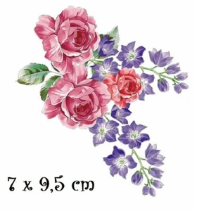 Patch Applique, Dessin Transfert thermocollant, BOUQUET de FLEURS, Rose - T225 - Imagen 1 de 1