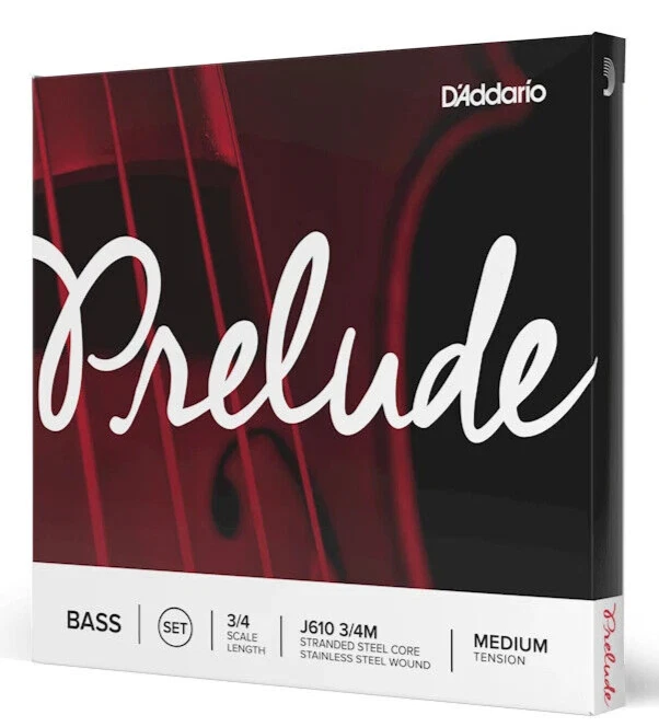 D'Addario Prelude 3/4 Double Bass Set, Medium Gauge, Authorized Dealer - Image 1 of 1