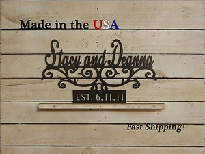 Couples Name Sign with Established Date, Scrolls, Wedding Gift, Family, S1200 - Picture 1 of 4